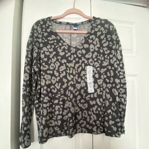 Old Navy Black and Gray Animal Print Long Sleeve Top